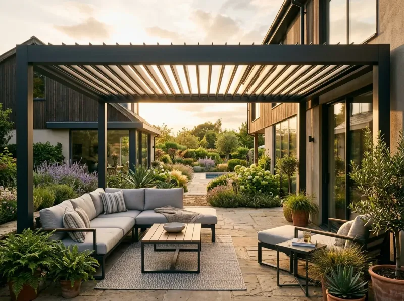 Hliníková pergola na terase rodinného domu